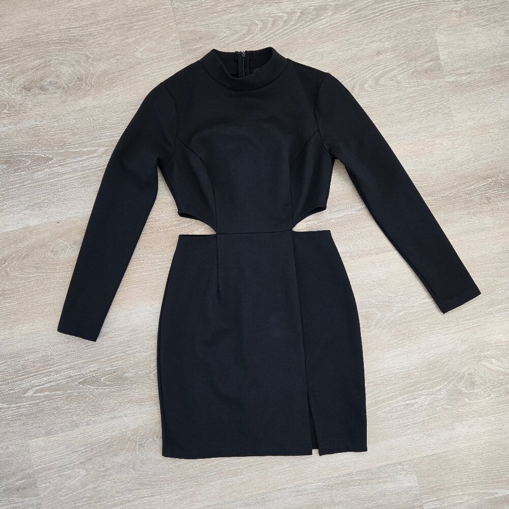 Lulus Awestruck Black Long Sleeve Bodycon Mini Dress with Cutouts Size Small